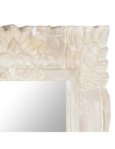 Specchio Bianco 110x50 cm in Legno Massello di Mango
