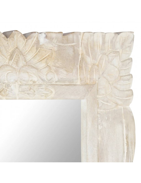 Specchio Bianco 110x50 cm in Legno Massello di Mango