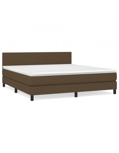 Giroletto a Molle con Materasso Marrone Scuro 160x200cm Tessuto
