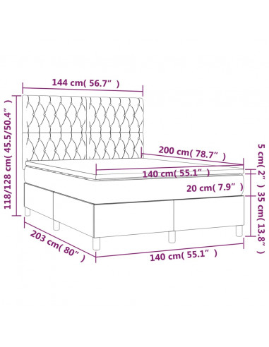 Giroletto a Molle con Materasso Tortora 140x200 cm in Tessuto