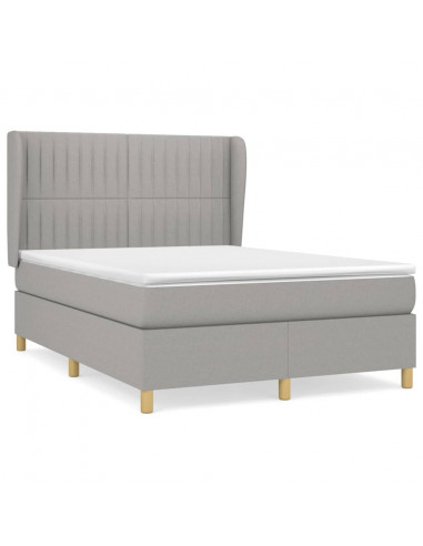 Giroletto a Molle con Materasso Grigio Chiaro 140x190cm Tessuto