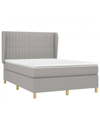 Giroletto a Molle con Materasso Grigio Chiaro 140x190cm Tessuto