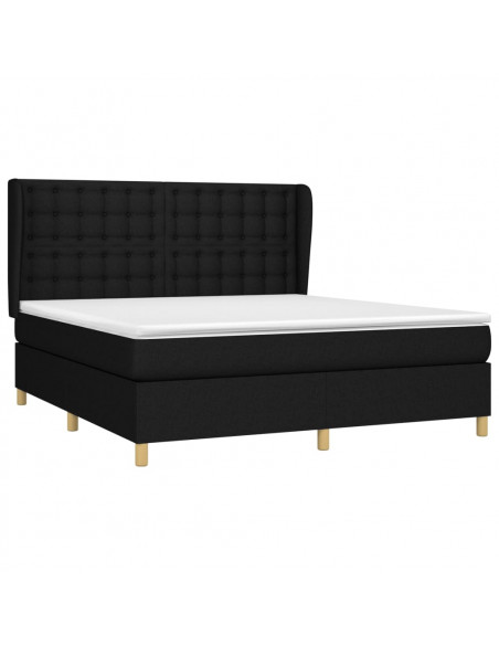 Giroletto a Molle con Materasso Nero 160x200 cm in Tessuto