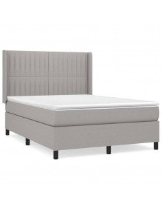 Giroletto a Molle con Materasso Grigio Chiaro 140x190cm Tessuto 2