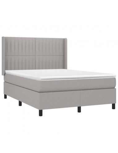 Giroletto a Molle con Materasso Grigio Chiaro 140x190cm Tessuto