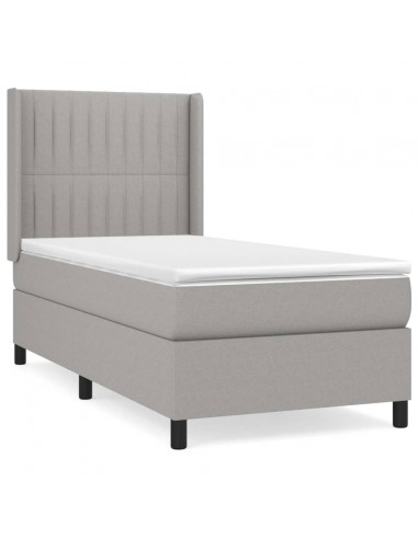 Giroletto a Molle con Materasso Grigio Chiaro 80x200 cm Tessuto