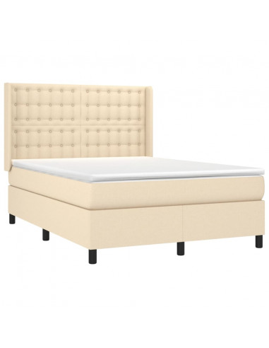 Giroletto a Molle con Materasso Crema 140x19 cm in Tessuto