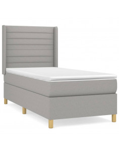 Giroletto a Molle con Materasso Grigio Chiaro 90x200 cm Tessuto 2