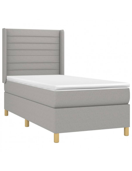 Giroletto a Molle con Materasso Grigio Chiaro 90x200 cm Tessuto