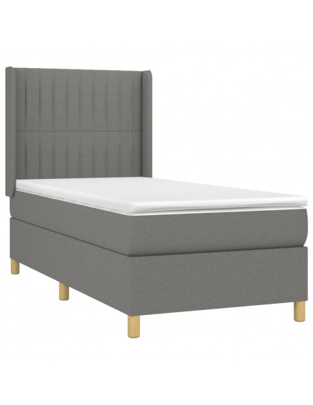 Giroletto a Molle con Materasso Grigio Scuro 80x200 cm Tessuto