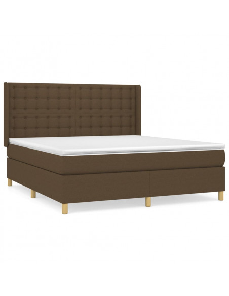 Giroletto a Molle con Materasso Marrone Scuro 180x200cm Tessuto