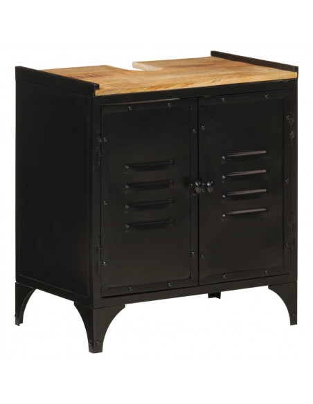 Set Mobili da Bagno 5 pz in Ferro e Legno Massello di Mango