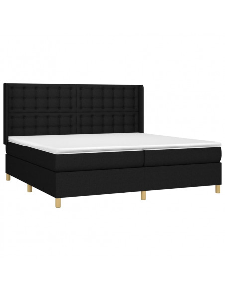 Giroletto a Molle con Materasso Nero 200x200 cm in Tessuto