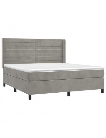 Giroletto a Molle con Materasso Grigio Chiaro 180x200cm Velluto