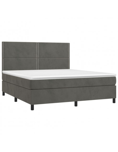 Letto a Molle con Materasso e LED Grigio Scuro 180x200 cm
