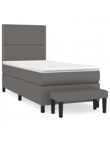 Giroletto a Molle con Materasso Grigio 90x190 cm in Similpelle