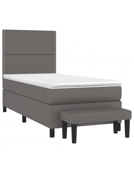 Giroletto a Molle con Materasso Grigio 90x190 cm in Similpelle