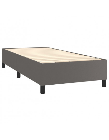 Giroletto a Molle con Materasso Grigio 90x190 cm in Similpelle