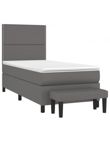 Giroletto a Molle con Materasso Grgio 90x200 cm in Similpelle