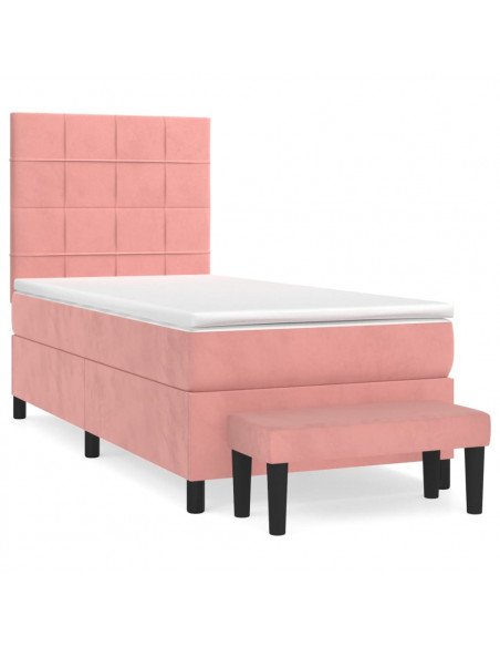 Giroletto a Molle con Materasso Rosa 80x200 cm in Velluto