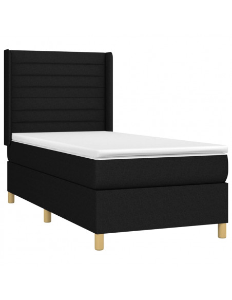 Letto a Molle con Materasso e LED Nero 90x200 cm in Tessuto