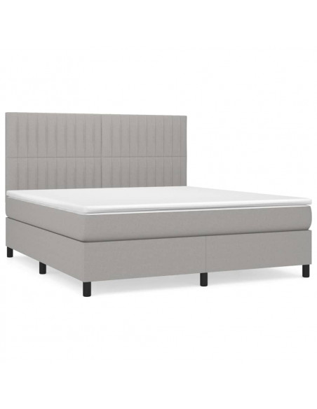 Giroletto a Molle con Materasso Grigio Chiaro160x200 cm Tessuto