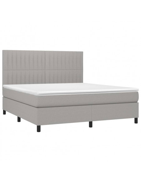 Giroletto a Molle con Materasso Grigio Chiaro160x200 cm Tessuto