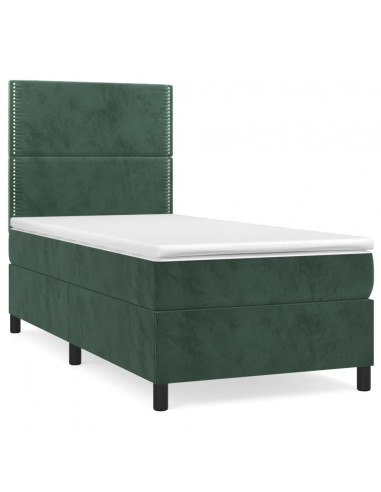 Giroletto a Molle con Materasso Verde Scuro 90x200 cm Velluto