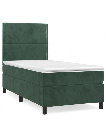 Giroletto a Molle con Materasso Verde Scuro 90x200 cm Velluto