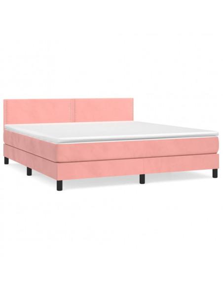 Giroletto a Molle con Materasso Rosa 180x200 cm in Velluto