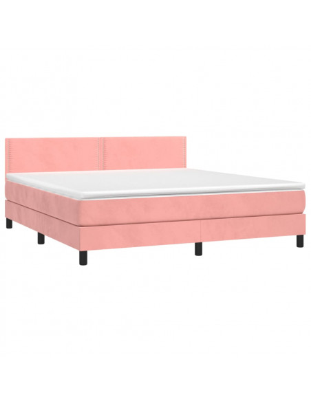 Giroletto a Molle con Materasso Rosa 180x200 cm in Velluto