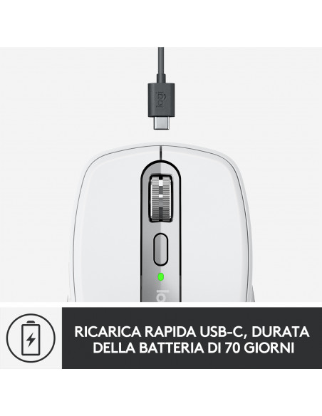 Logitech MX Anywhere 3 per Mac – Mouse Compatto Performante, Wireless, Scroller Magnetico Veloce, Su Ogni Superficie, Sensore 