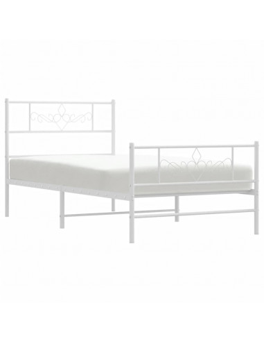 Giroletto con Testiera e Pediera Metallo Bianco 90x190 cm