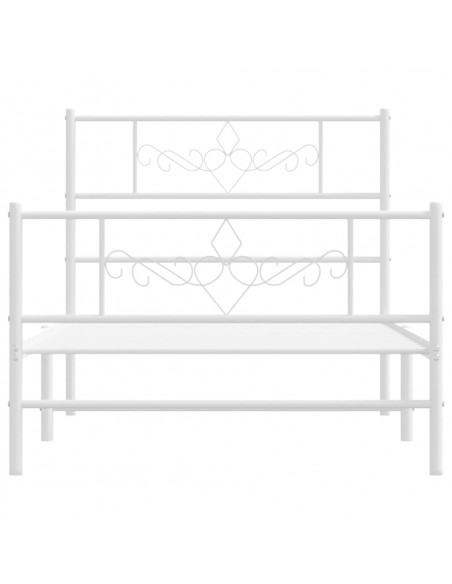 Giroletto con Testiera e Pediera Metallo Bianco 90x190 cm