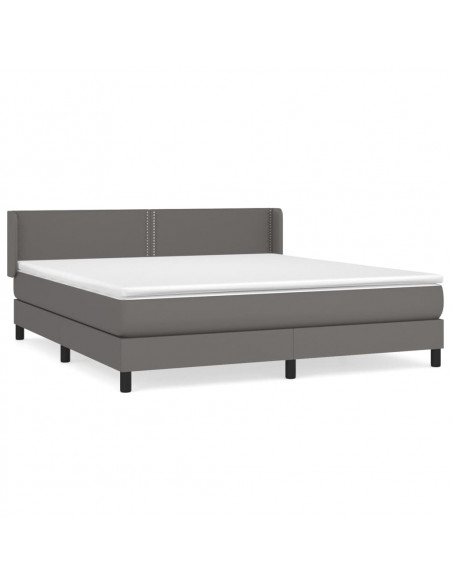 Giroletto a Molle con Materasso Grigio 160x200 cm in Similpelle