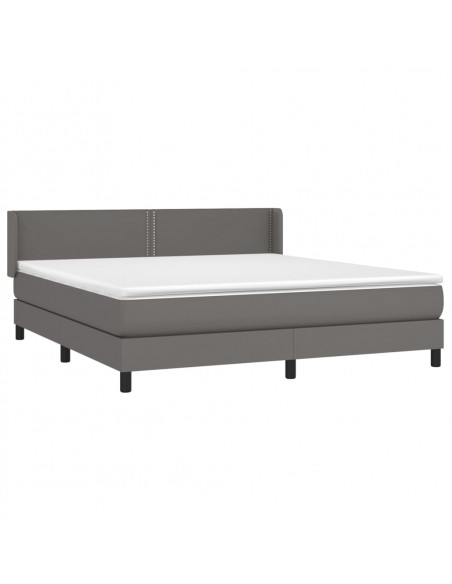 Giroletto a Molle con Materasso Grigio 160x200 cm in Similpelle