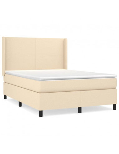 Giroletto a Molle con Materasso Crema 140x19 cm in Tessuto