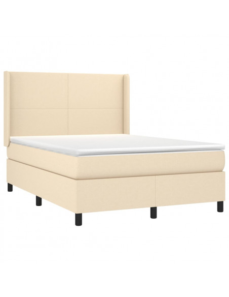 Giroletto a Molle con Materasso Crema 140x19 cm in Tessuto