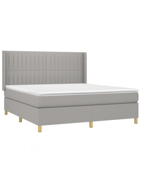 Giroletto a Molle con Materasso Grigio Chiaro160x200 cm Tessuto
