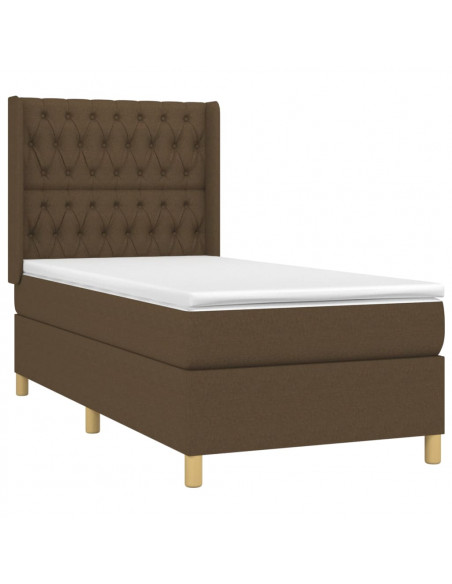 Giroletto a Molle con Materasso Marrone Scuro 90x200 cm Tessuto
