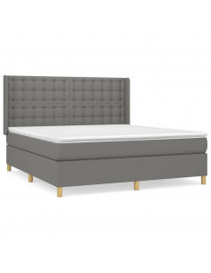 Giroletto a Molle con Materasso Grigio Scuro 160x200 cm Tessuto 2