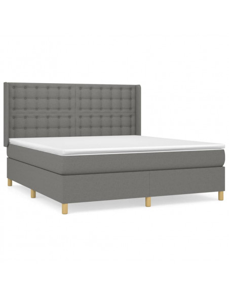 Giroletto a Molle con Materasso Grigio Scuro 160x200 cm Tessuto