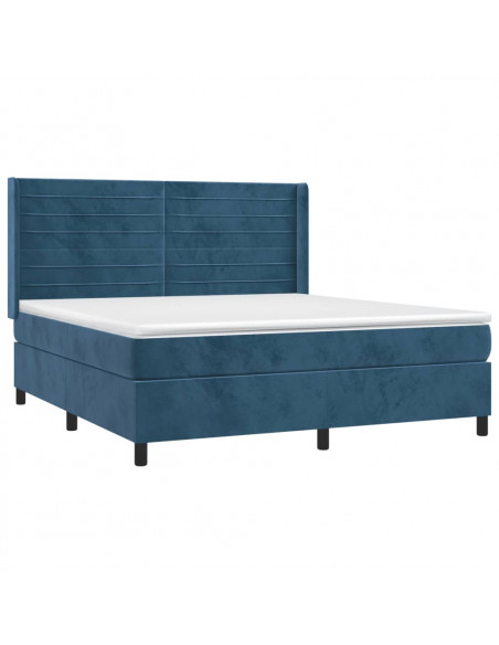 Giroletto a Molle con Materasso Blu Scuro 180x200 cm in Velluto