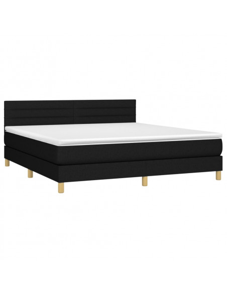Letto a Molle con Materasso e LED Nero 180x200cm in Tessuto