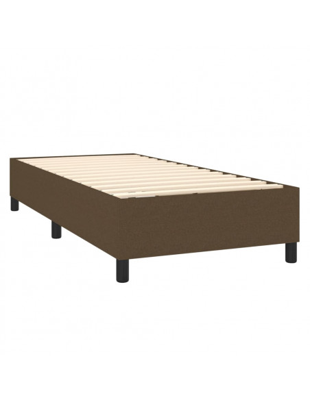 Letto a Molle Materasso e LED Marrone Scuro 90x200cm in Tessuto