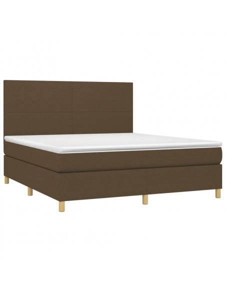 Letto a Molle Materasso e LED MarroneScuro 180x200cm in Tessuto