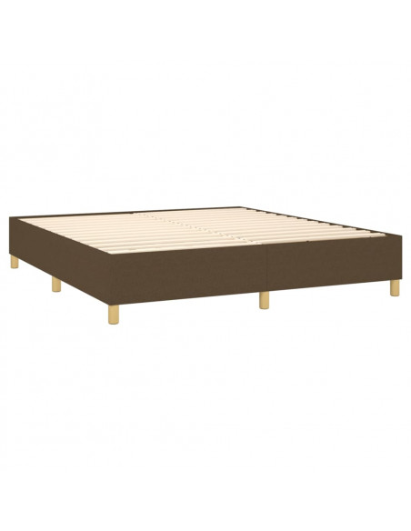 Letto a Molle Materasso e LED MarroneScuro 180x200cm in Tessuto