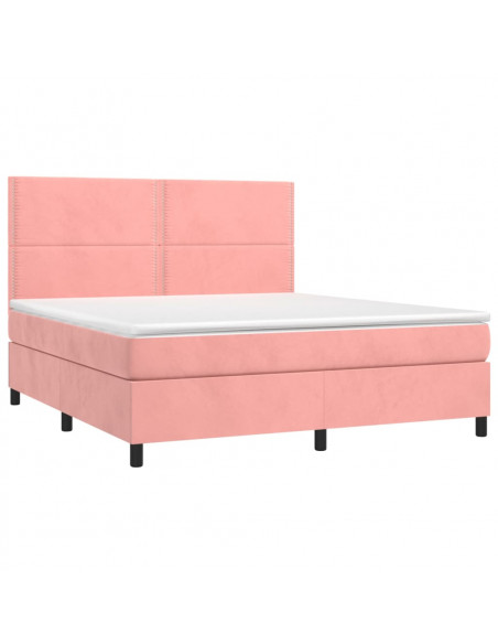 Letto a Molle con Materasso e LED Rosa 180x200 cm in Velluto