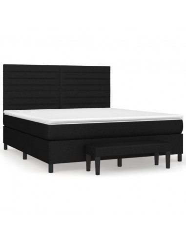 Giroletto a Molle con Materasso Nero 180x200 cm in Tessuto