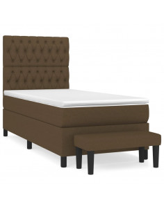 Giroletto a Molle con Materasso Marrone Scuro 90x190cm Tessuto 2